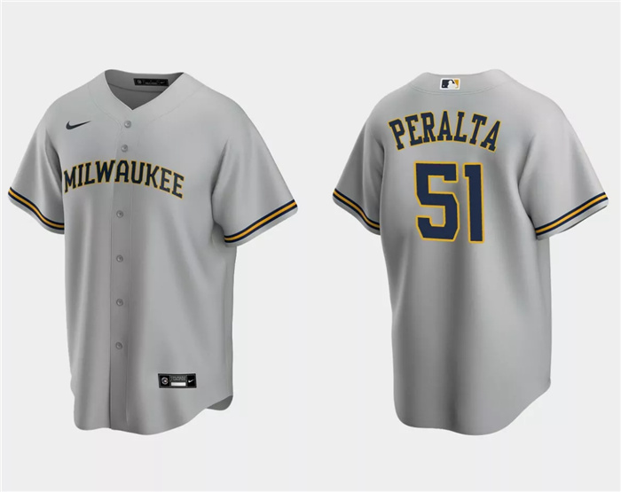 Personalized Men’s Milwaukee Brewers #51 Freddy Peralta Grey Cool Base Stitched Jersey