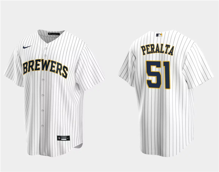 Personalized Men’s Milwaukee Brewers #51 Freddy Peralta White Cool Base Stitched Jersey