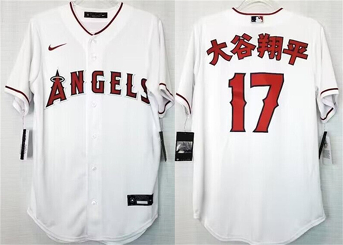 Personalized Men’s Los Angeles Angels #17 u5927u8c37u7fd4u5e73 White Cool Base Stitched Jersey
