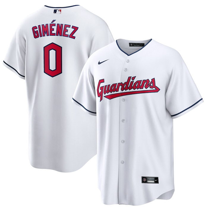 Personalized Men’s Cleveland Guardians #0 Andrés Giménez White Cool Base Stitched Jersey