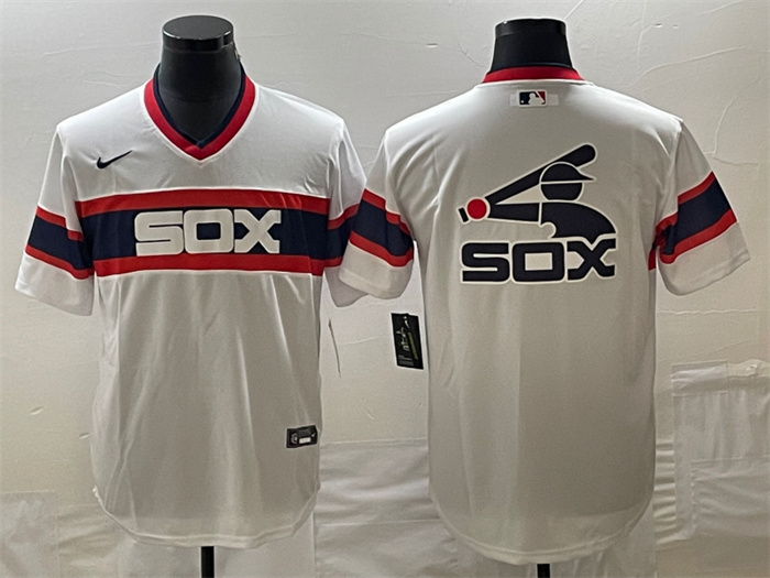 Personalized Men’s Chicago White Sox White Team Big Logo Cool Base Stitched Jersey