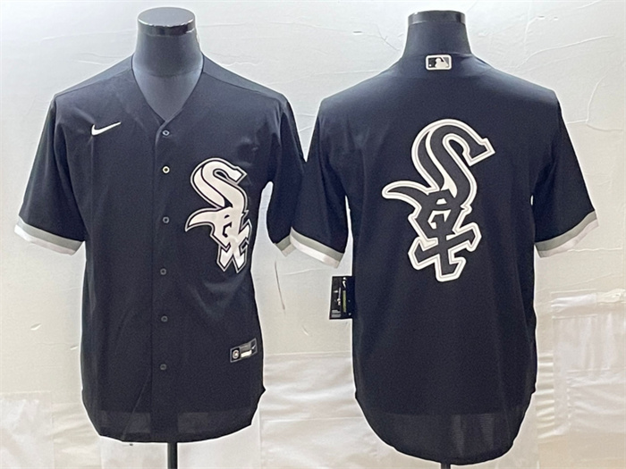 Personalized Men’s Chicago White Sox Black Team Big Logo Cool Base Stitched JerseyS