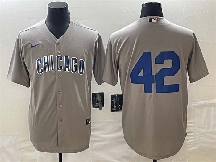 Personalized Men’s Chicago Cubs #42 Bruce Sutter Gray Cool Base Stitched Jersey