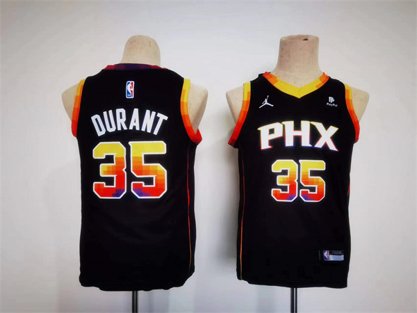Personalized Youth Phoenix Suns #35 Kevin Durant Black 2022 23 Statement Edition Stitched Basketball Jersey
