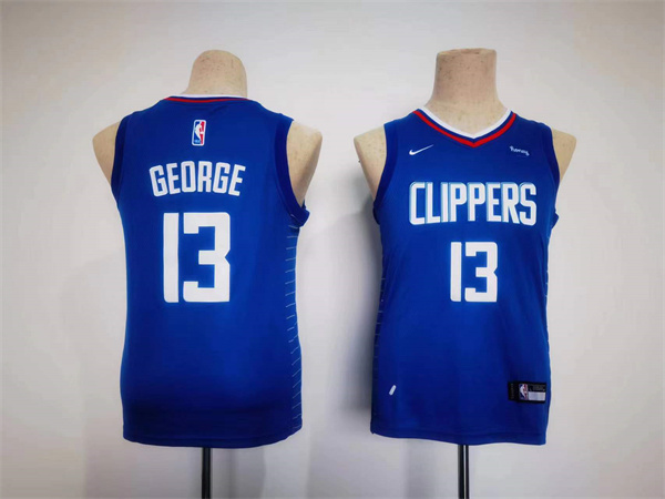 Personalized Youth Los Angeles Clippers #13 Paul George Royal Stitched Basketball Jersey