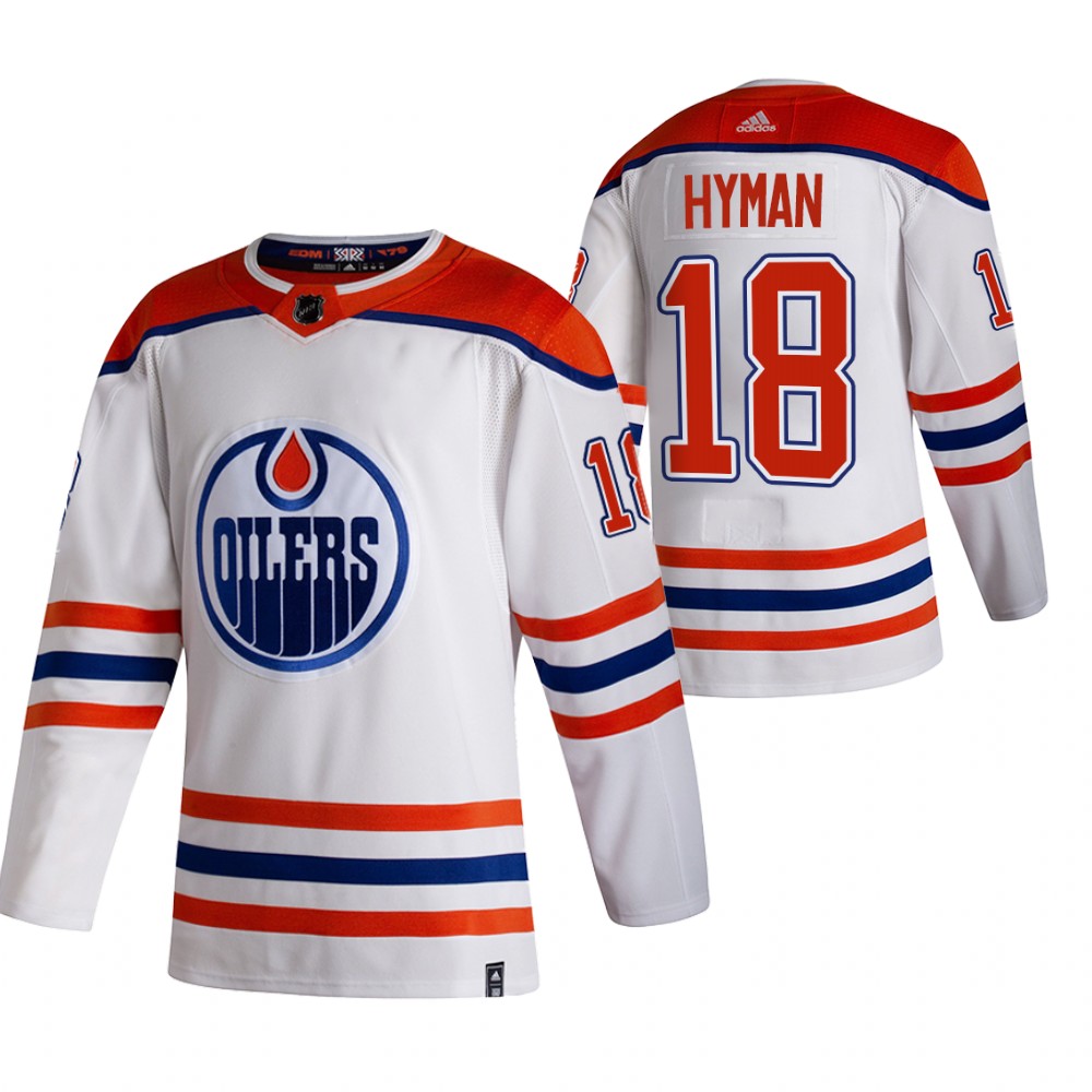 Personalized Men’s Edmonton Oilers #18 Zach Hyman 2021 Reverse Retro White Stitched Jersey