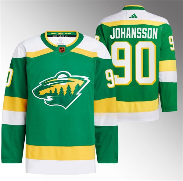 Personalized Men’s Minnesota Wild #90 Marcus Johansson Green 2022-23 Reverse Retro Stitched Jersey