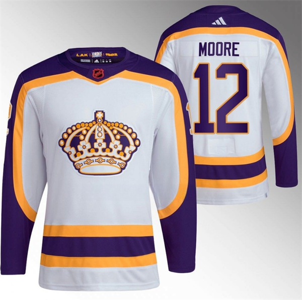 Personalized Men’s Los Angeles Kings #12 Trevor Moore White 2022 Reverse Retro Stitched Jersey