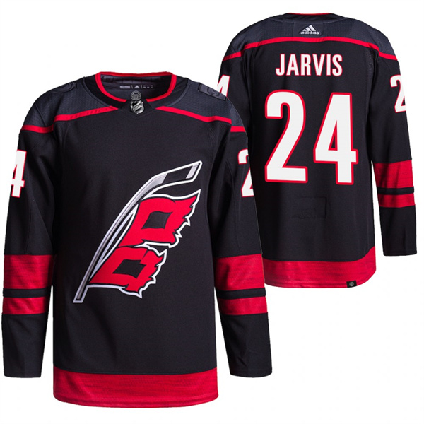 Personalized Men’s Carolina Hurricanes #24 Seth Jarvis Black Stitched Jersey