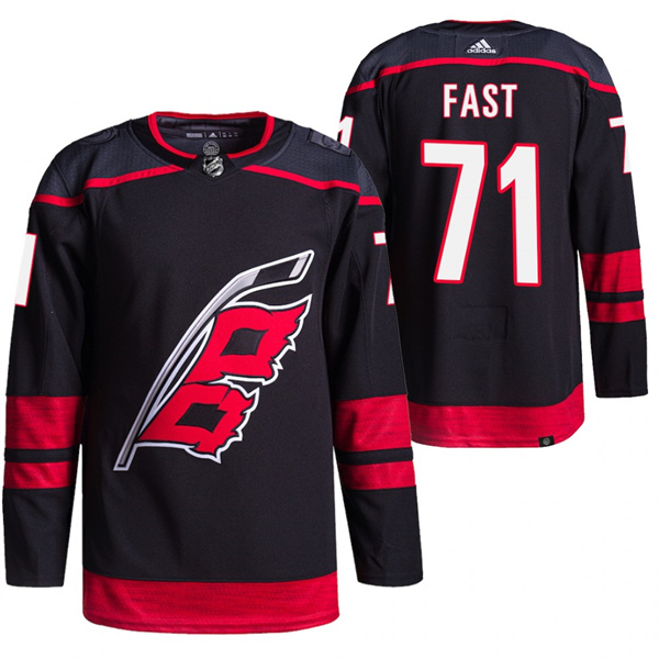 Personalized Men’s Carolina Hurricanes #71 Jesper Fast Black Stitched Jersey