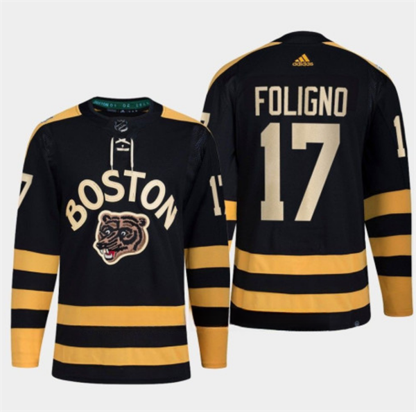Personalized Men’s Boston Bruins #17 Nick Foligno Black Classic Primegreen Stitched Jersey