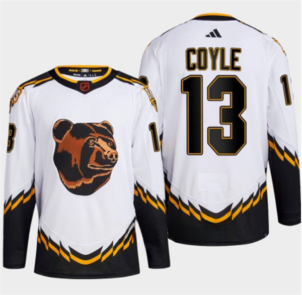 Personalized Men’s Boston Bruins #13 Charlie Coyle White 2022-23 Reverse Retro Stitched Jersey