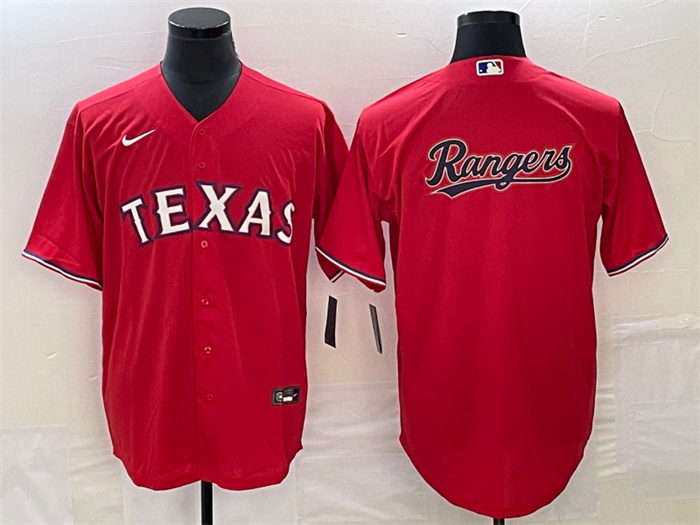 Personalized Men’s Texas Rangers Red Team Big Logo Cool Base Stitched Baseball Jersey