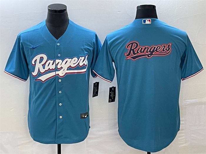 Personalized Men’s Texas Rangers Blue Team Big Logo Cool Base Stitched Baseball Jersey