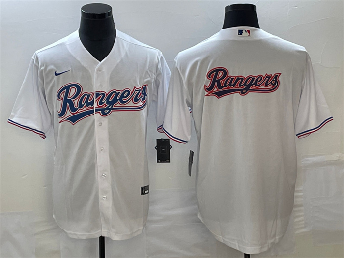 Personalized Men’s Texas Rangers White Team Big Logo Cool Base Stitched Baseball Jersey
