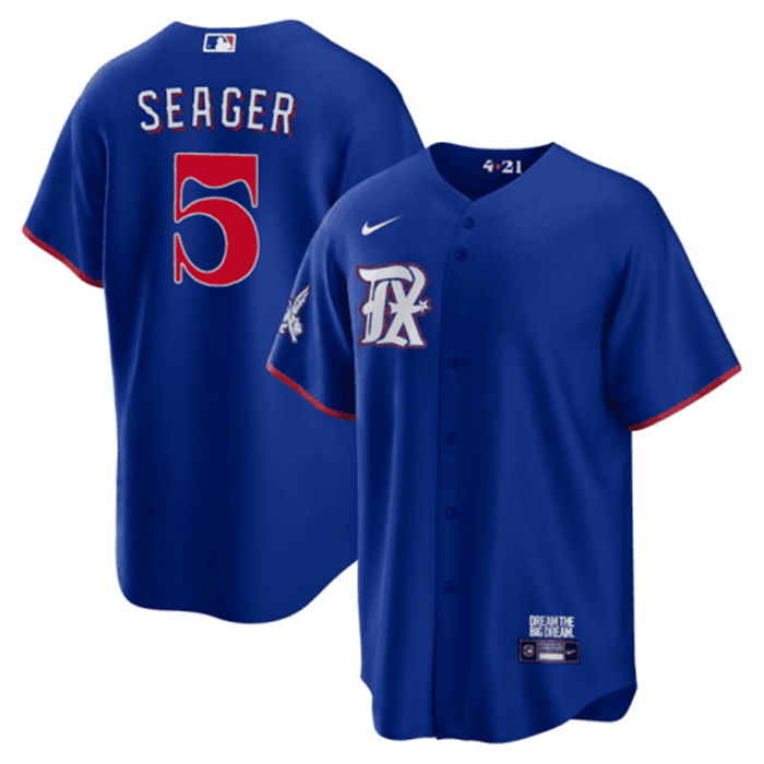 Personalized Men’s Texas Rangers #5 Corey Seager Royal 2023 City Connect Stitched Baseball Jersey