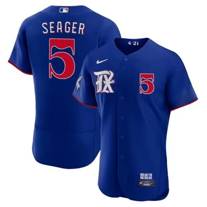 Personalized Men’s Texas Rangers #5 Corey Seager Royal 2023 City Connect Flex Base Stitched Baseball Jersey