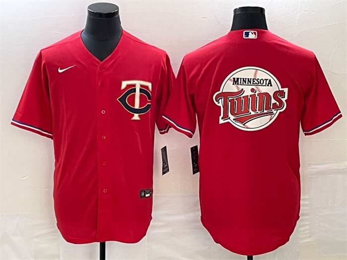 Personalized Men’s Minnesota Twins Red Team Big Logo Cool Base Stitched Jersey