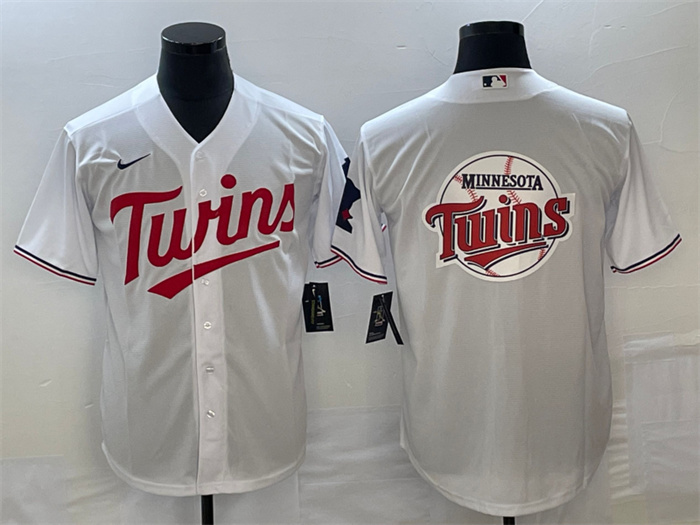 Personalized Men’s Minnesota Twins White Team Big Logo Cool Base Stitched Jersey