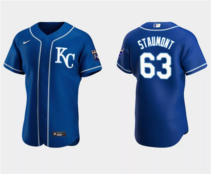 Personalized Men’s Kansas City Royals #63 Josh Staumont Royal Flex Base Stitched MLB Jersey