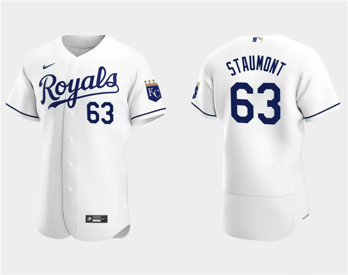 Personalized Men’s Kansas City Royals #63 Josh Staumont White Flex Base Stitched MLB Jersey