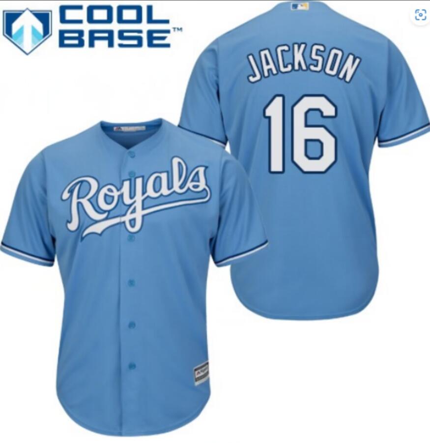 Personalized Men’s Kansas City Royals Bo Jackson #16 Blue Cool Base Jersey