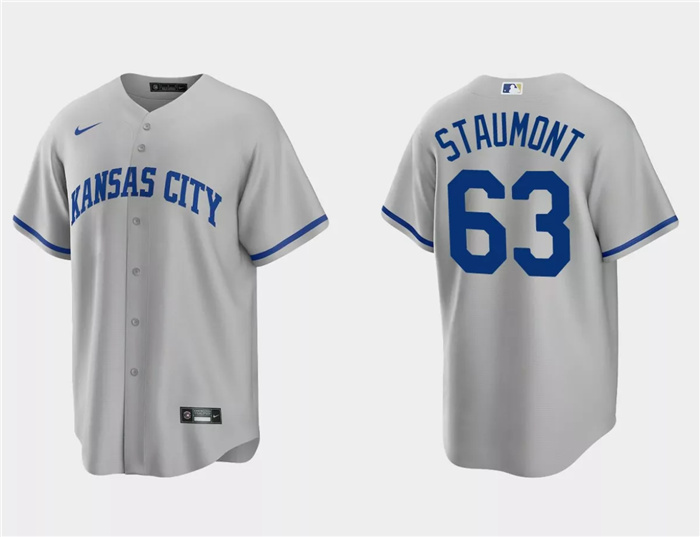 Personalized Men’s Kansas City Royals #63 Josh Staumont Grey Cool Base Stitched Baseball Jersey