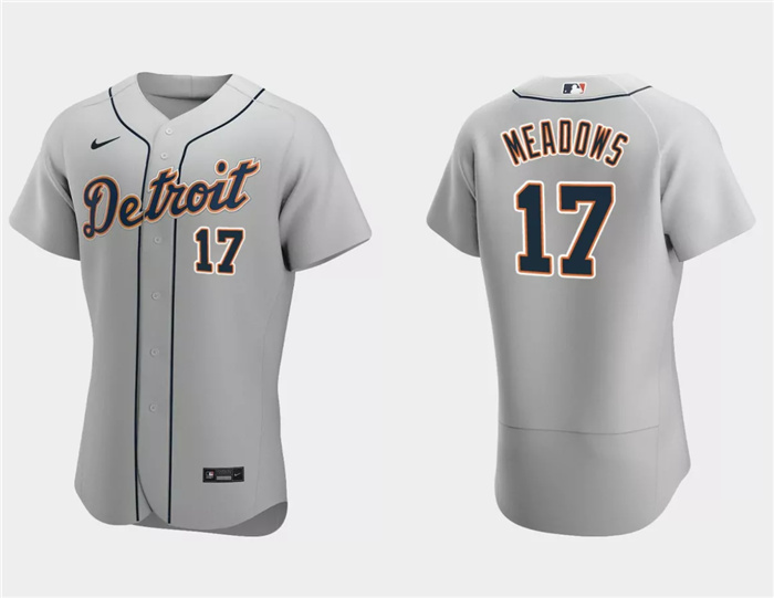 Personalized Men’s Detroit Tigers #17 Austin Meadows Grey Flex Base Stitched Jersey