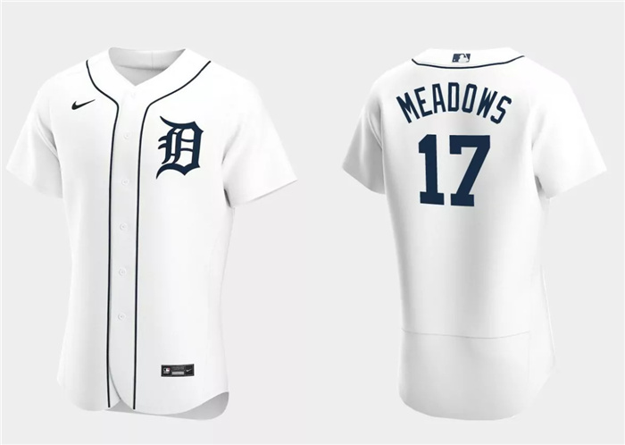 Personalized Men’s Detroit Tigers #17 Austin Meadows White Flex Base Stitched Jersey