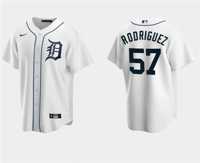 Personalized Men’s Detroit Tigers #57 Eduardo Rodriguez White Cool Base Stitched Jersey