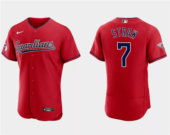 Personalized Men’s Cleveland Guardians #7 Myles Straw Red Flex Base Stitched Jersey