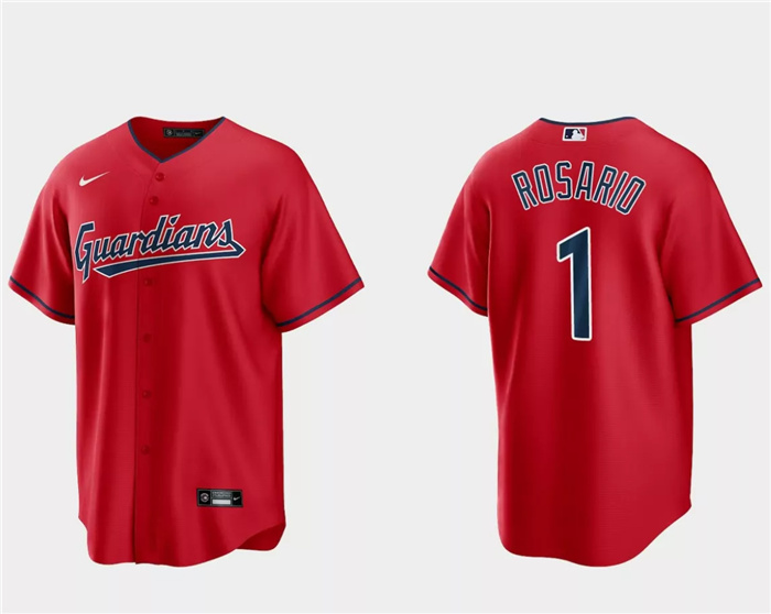 Personalized Men’s Cleveland Guardians #1 Amed Rosario Red Cool Base Stitched Jersey