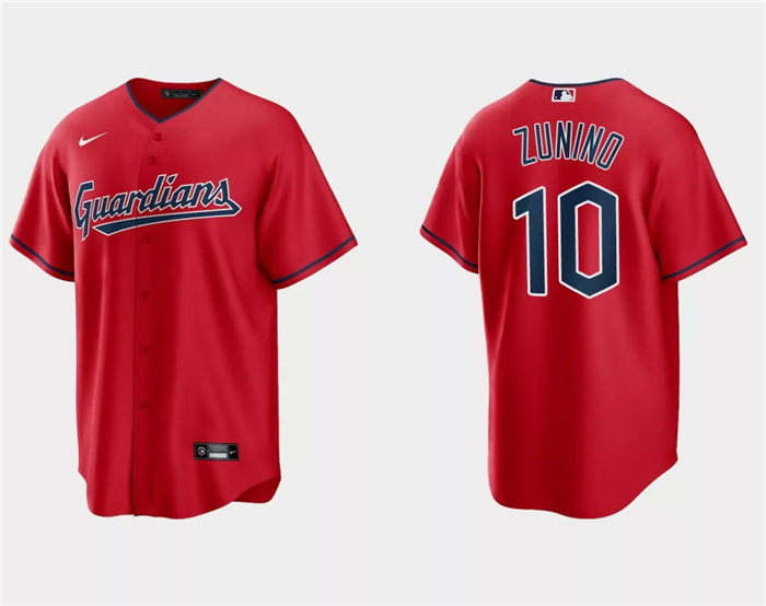 Personalized Men’s Cleveland Guardians #10 Mike Zunino Red Cool Base Stitched Jersey