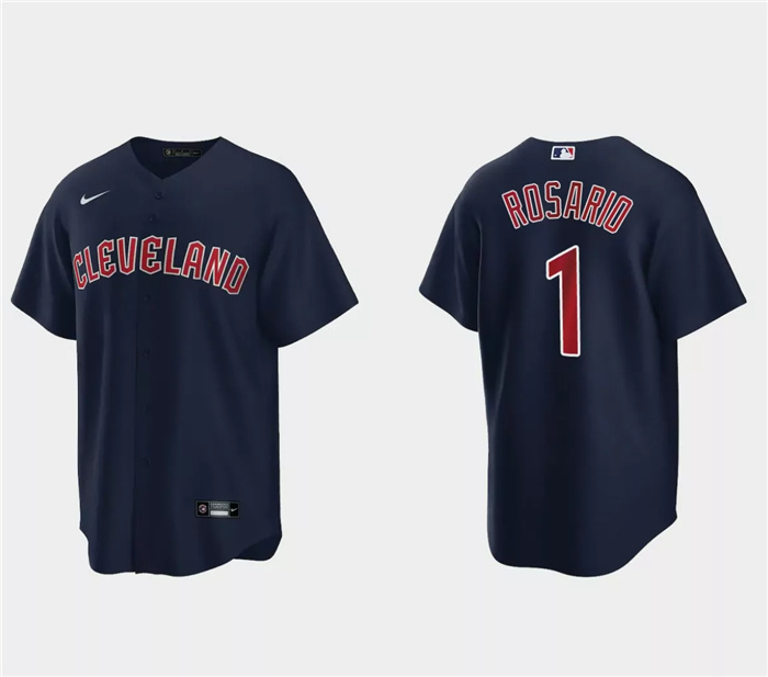 Personalized Men’s Cleveland Guardians #1 Amed Rosario Navy Cool Base Stitched Jersey