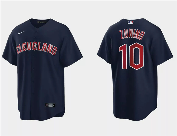Personalized Men’s Cleveland Guardians #10 Mike Zunino Navy Cool Base Stitched Jersey