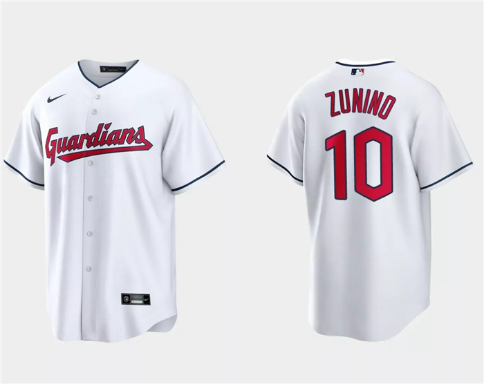 Personalized Men’s Cleveland Guardians #10 Mike Zunino White Cool Base Stitched Jersey