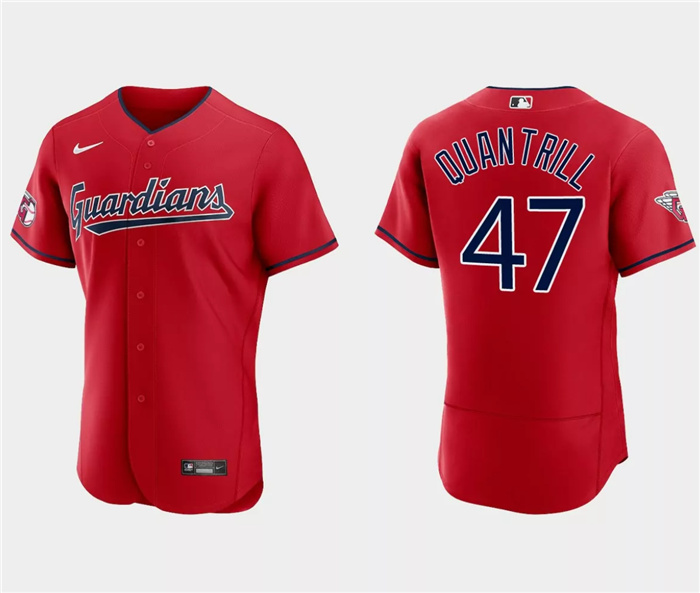 Personalized Men’s Cleveland Guardians #47 Cal Quantrill Red Flex Base Stitched Jersey