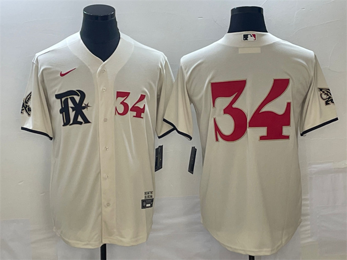 Personalized Men’s Texas Rangers #34 Nolan Ryan Cream 2023 City Connect With Patch Stitched Baseball Jersey