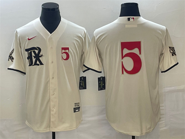 Personalized Men’s Texas Rangers #5 Corey Seager Cream 2023 City Connect With Patch Stitched Baseball Jersey