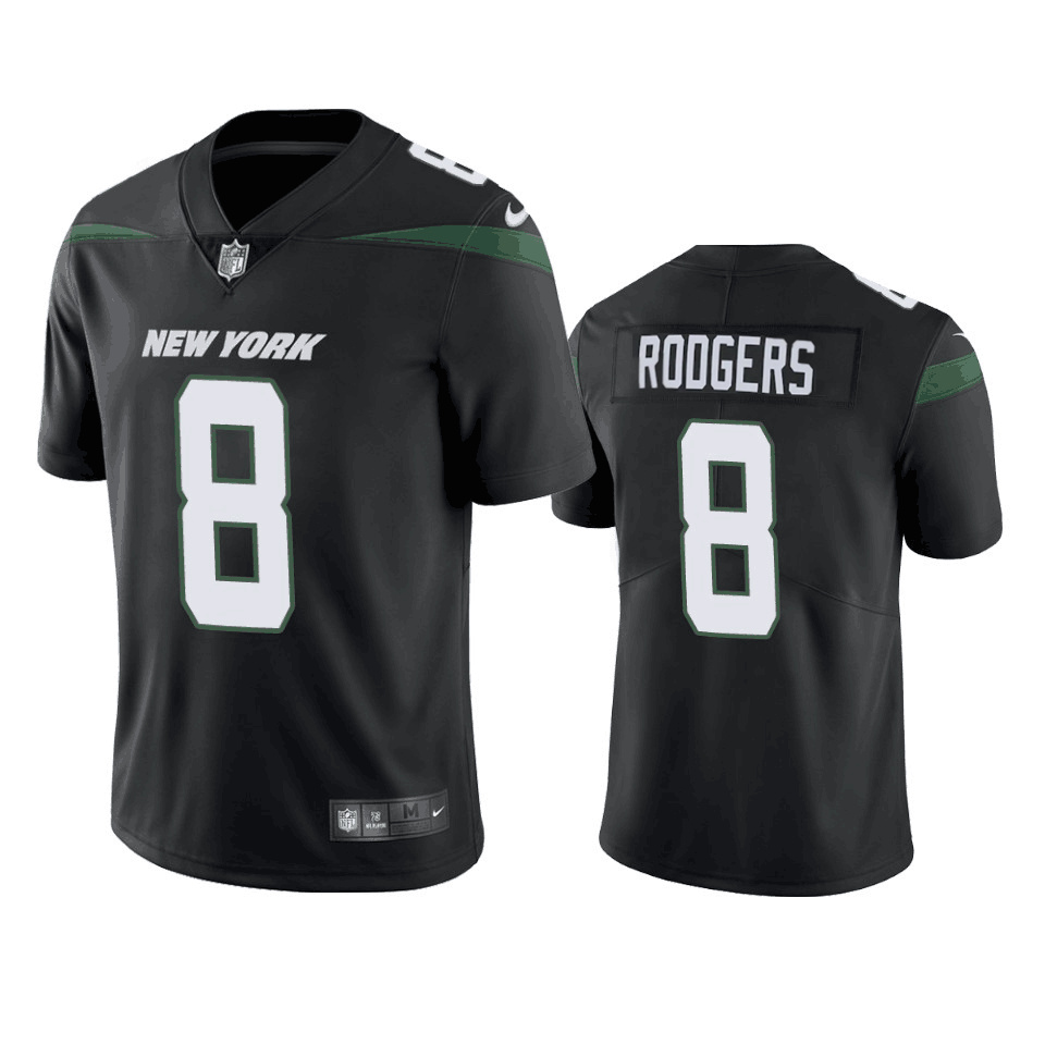 Personalized Men’s New York Jets #8 Aaron Rodgers Black Untouchable Limited Stitched Jersey