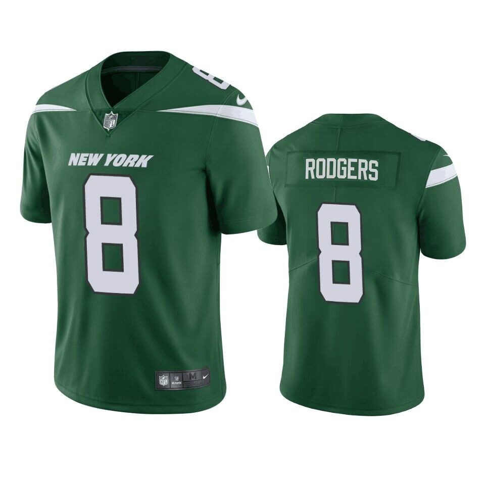Personalized Men’s New York Jets #8 Aaron Rodgers Green Untouchable Limited Stitched Jersey