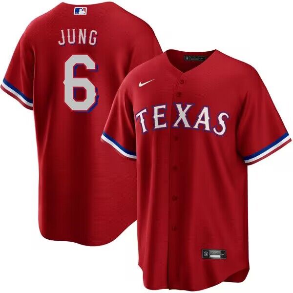 Personalized Men’s Texas Rangers #6 Josh Jung Red Cool Base Stitched Baseball Jersey