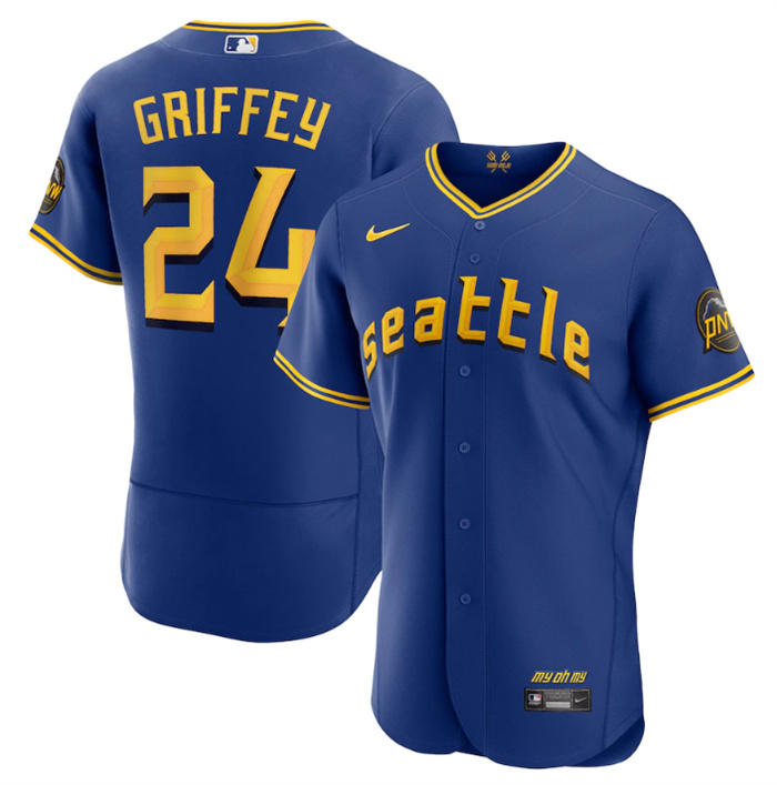 Personalized Men’s Seattle Mariners #24 Ken Griffey Jr. Royal 2023 City Connect Flex Base Stitched Jersey
