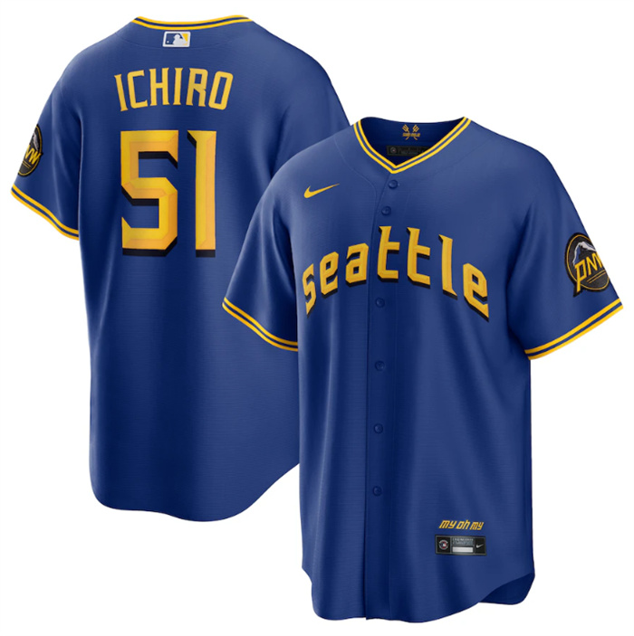 Personalized Men’s Seattle Mariners #51 Ichiro Suzuki Royal 2023 City Connect Cool Base Stitched Baseball Jersey