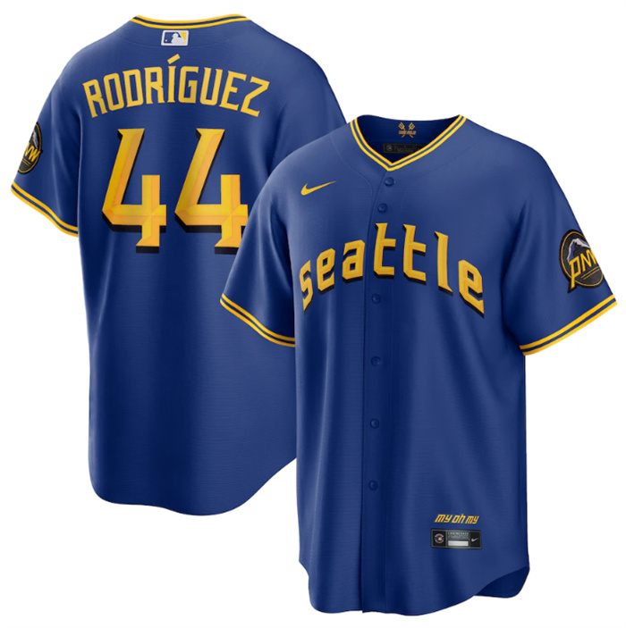 Personalized Men’s Seattle Mariners #44 Julio Rodriguez Royal 2023 City Connect Cool Base Stitched Baseball Jersey