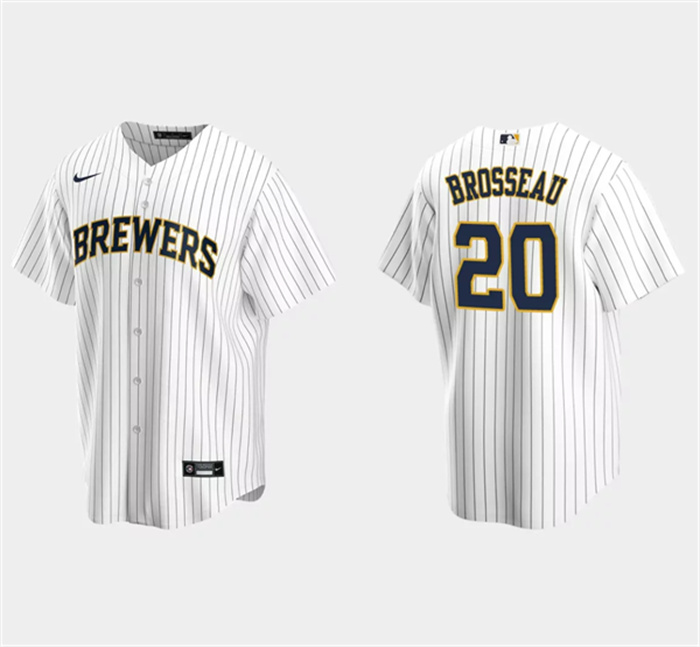 Personalized Men’s Milwaukee Brewers #20 Mike Brosseau White Cool Base Stitched Jersey