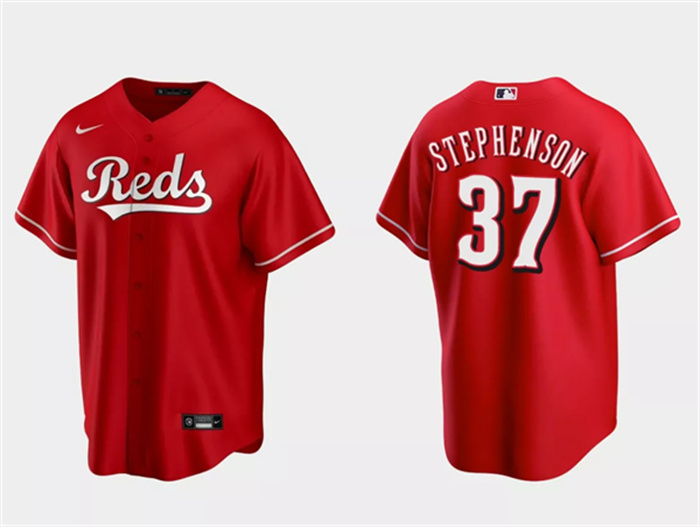 Personalized Men’s Cincinnati Reds #37 Tyler Stephenson Red Cool Base Stitched Baseball Jersey