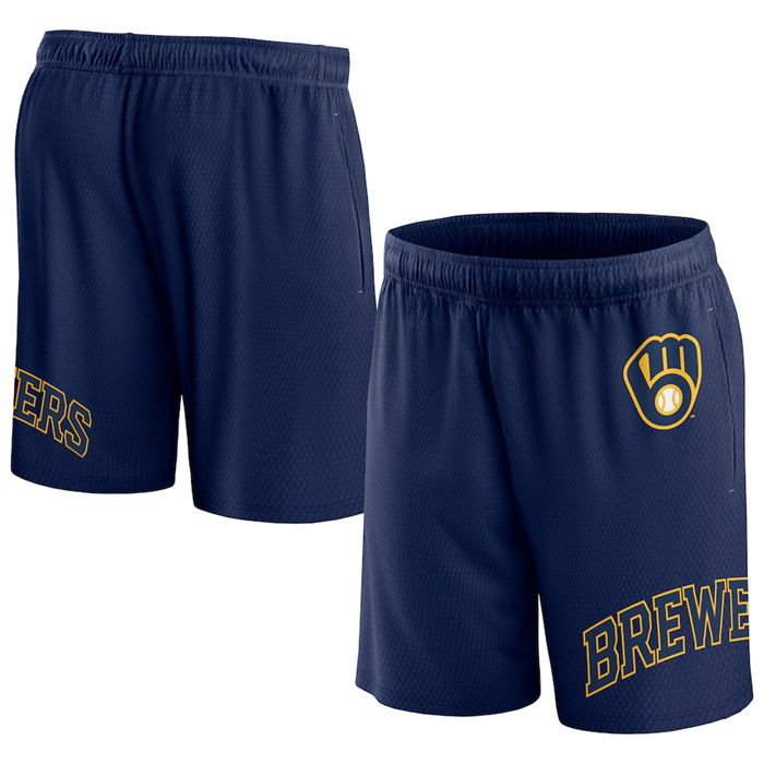 Personalized Men’s Milwaukee Brewers Navy Clincher Mesh Shorts