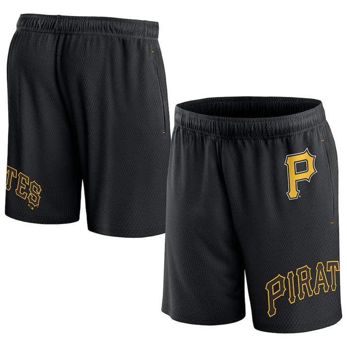 Personalized Men’s Pittsburgh Pirates Black Clincher Mesh Shorts