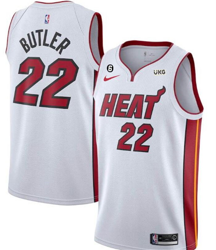 Personalized Men’s Miami Heat #22 Jimmy Butler White With NO.6 Patch Stitched Jersey